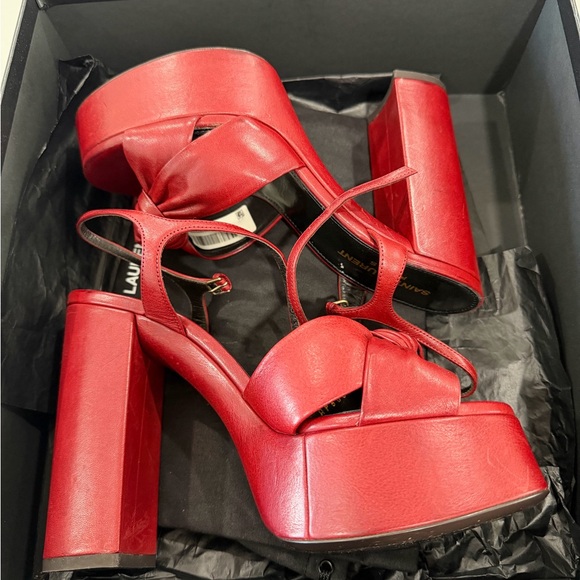 Saint Laurent Bold Red Platform Heels - Picture 4 of 6
